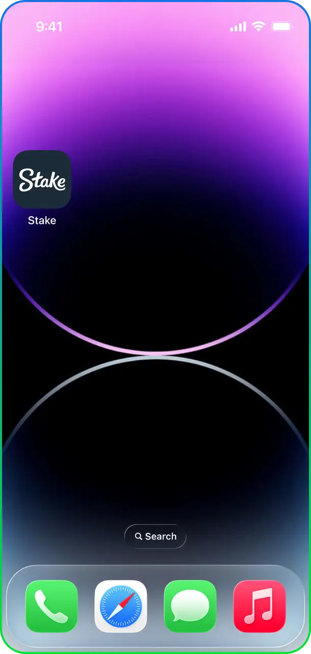 Launch the Stake Casino app directly from your home screen to start playing.