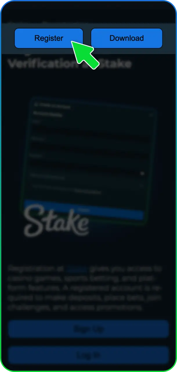 Registration Page on Stake India