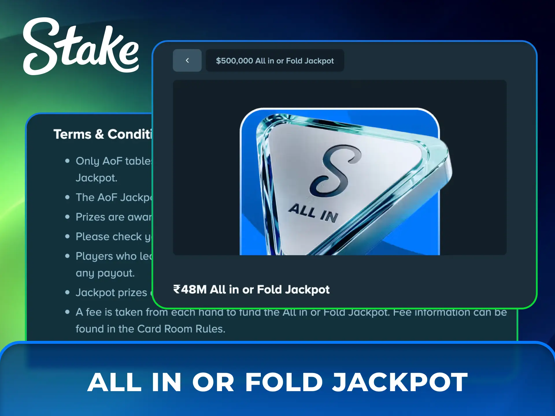 Bet on All In or Fold jackpot tables at Stake Casino.