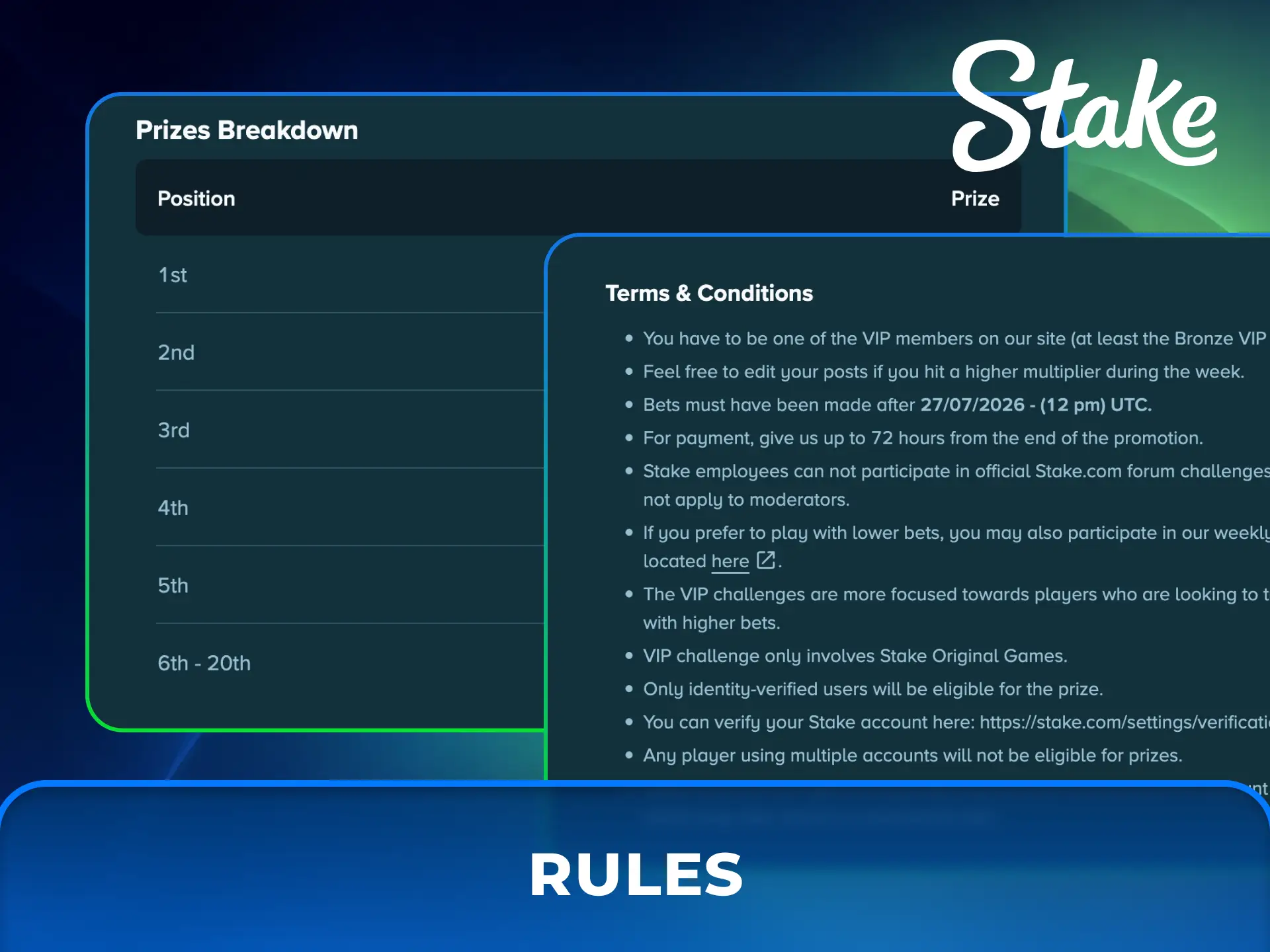 Tournament Rules on Stake