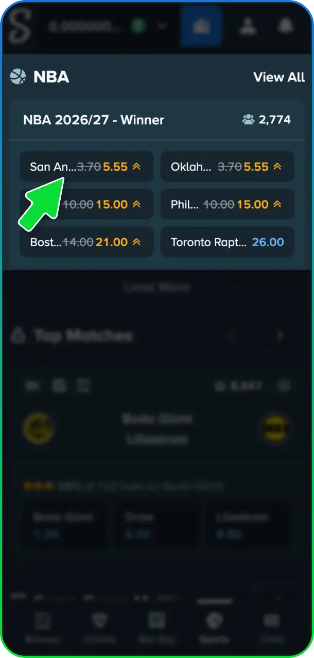 Place a bet or spin reels at Stake Casino with your bonus.