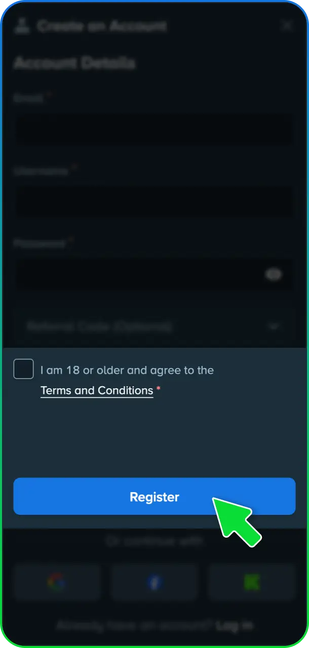 Accept terms and conditions to complete your Stake Casino registration.